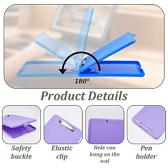 7Pcs 7 Colors Rectangle Plastic Clipboards&nbsp;AJEW-GA0010-13