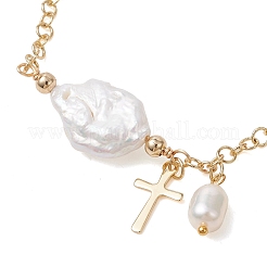 201 Stainless Steel & Natural Cultured Freshwater Pearl Charm Bracelets&nbsp;BJEW-JB13659