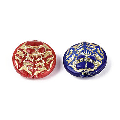 Flat Round with Tree Glass Beads&nbsp;GLAA-T025-71M