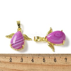Natural Orchid Banded Agate(Dyed & Heated) Pendants&nbsp;KK-F888-01G-24