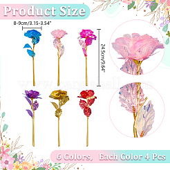 24Pcs 6 Colors Plastic Artificial Rose Flower for Valentine's Day&nbsp;AJEW-WR0003-66