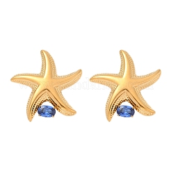 Starfish 304 Stainless Steel Pave Cubic Zirconia Stud Earrings&nbsp;EJEW-Z110-02G