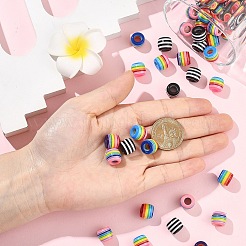 100Pcs 5 Colors Stripe Resin European Barrel Beads&nbsp;RESI-YW0005-69