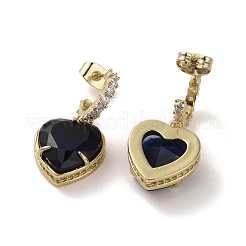 Cubic Zirconia Heart Dangle Stud Earrings&nbsp;EJEW-H308-09G-01