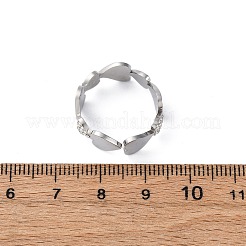 304 Stainless Steel with Rhinestone Finger Rings&nbsp;RJEW-Q020-15P