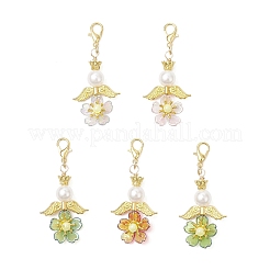 Flower Acrylic & ABS Plastic Imitation Pearl Pendant Decorations&nbsp;HJEW-JM03529-02