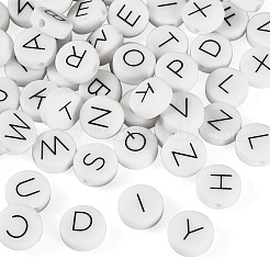 52Pcs 26 Styles Flat Round with Black Letter A~Z Silicone Beads&nbsp;SIL-TA0002-98