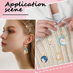 Rabbit with Moon Alloy Enamel Pendant Stitch Markers&nbsp;HJEW-SC00011