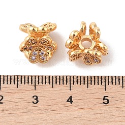 Brass Micro Pave Cubic Zirconia Beads&nbsp;KK-B100-51G-01