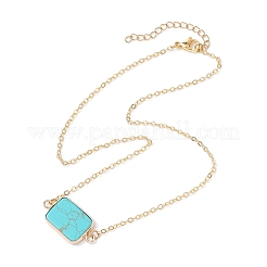 Natural Rose Quartz/Dalmatian Jasper/Tiger Eye/Sodalite/ Synthetic Turquoise Rectangle Pendant Necklaces&nbsp;NJEW-JN05159