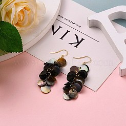 Natural Black Lip Shell Dangle Earrings&nbsp;EJEW-JE04370