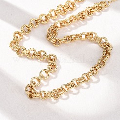 8MM 304 Stainless Steel Textured Double Rolo Chain Necklaces for Women&nbsp;NJEW-G194-05G-01