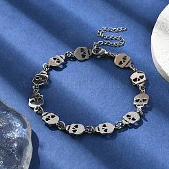 304 Stainless Steel Skull Link Bracelets for Men & Women&nbsp;BJEW-D042-25P