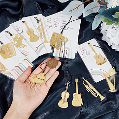 12Pcs 6 Styles Brass Bookmarks with Tassel&nbsp;OFST-CP0001-04