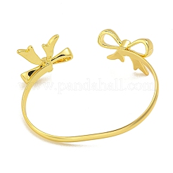 Rack Plating Bowknot Brass Cuff Bangles for Women&nbsp;BJEW-B106-25B-G