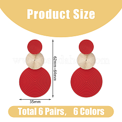 6 Pairs 6 Colors Spray Painted Alloy Dangle Stud Earrings for Women&nbsp;EJEW-FI0002-84