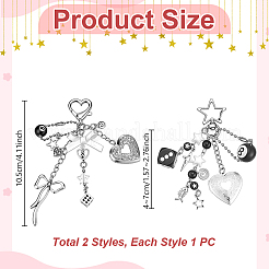 2Pcs Acrylic & Resin & Alloy & 304 Stainless Steel Pendant Decorations&nbsp;HJEW-GA00097