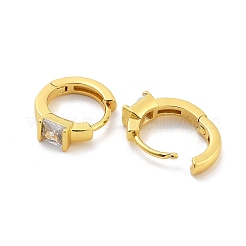 Square Rack Plating Brass with Clear Cubic Zirconia Hoop Earrings for Women&nbsp;EJEW-G409-05G