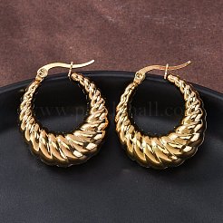 Ion Plating(IP) 304 Stainless Steel Hoop Earrings&nbsp;X-EJEW-O096-40G