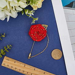 Flower Polyester Ribbon Brooches&nbsp;JEWB-WH20006-02A