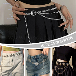 2Pcs 2 Styles Moon Sun Alloy Link Waist Body Chains&nbsp;AJEW-UN0002-20P