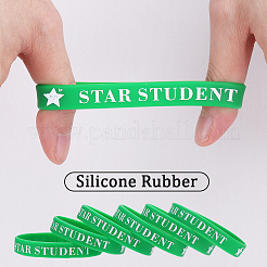 Word Star Student Silicone Cord Bracelet Wristband&nbsp;BJEW-WH0018-49D