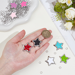 8Pcs 8 Colors Stainless Steel Enamel Pendants&nbsp;STAS-PH0007-11