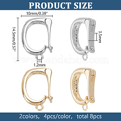 8Pcs 2 Colors Rack Plating Brass Micro Pave Clear Cubic Zirconia Fold Over Clasps&nbsp;FIND-PH0020-88