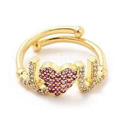 Rack Plating Brass Micro Pave Camellia Cubic Zirconia Rings&nbsp;RJEW-E064-12G