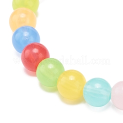Imitation Jade Acrylic Round Beaded Stretch Bracelet for Women&nbsp;BJEW-JB08721-01