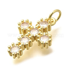 Brass Micro Pave Clear Cubic Zirconia Pendants&nbsp;KK-M309-02G