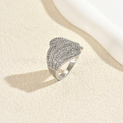 Brass Micro Pave Cubic Zirconia Finger Rings for Women&nbsp;HZ2208