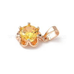 Brass Micro Pave Cubic Zirconia Pendants&nbsp;KK-D369-06KCG