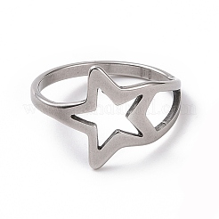 Non-Tarnish 201 Stainless Steel Star Finger Ring&nbsp;RJEW-J051-21P