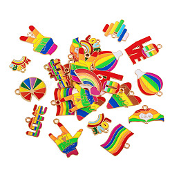 26Pcs 13 Styles Rainbow Color Pride Alloy Enamel Pendants&nbsp;ENAM-TA0001-88