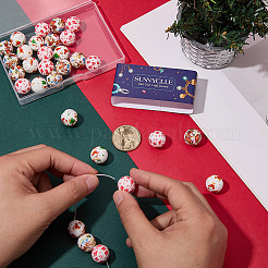 30Pcs 3 Styles Round with Christmas Theme Pattern Silicone Focal Beads&nbsp;SIL-SC0002-97C