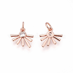 Brass Micro Pave Cubic Zirconia Charms&nbsp;ZIRC-F095-02RG