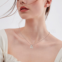 1pc Brass Chain with Alloy Letter Pendants Necklaces&nbsp;NJEW-LP0001-41A-P