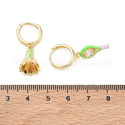 Brass Micro Pave Cubic Zirconia Dangle Hoop Earrings for Women&nbsp;EJEW-A168-07G-01
