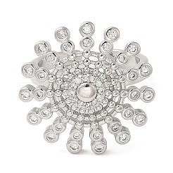 Rotatable Cubic Zirconia Flower Open Ring&nbsp;RJEW-Q776-05P