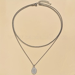 304 Stainless Steel Rope Chain Double Layer Necklaces&nbsp;WG0A8AC-01