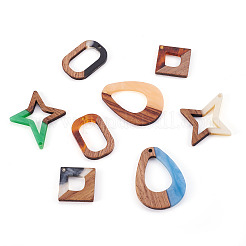 16Pcs 8 Style Opaque Resin & Walnut Wood Pendants&nbsp;RESI-CW0001-15