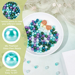 200Pcsg Ocean Mix Pearlized Glass Pearl Beads&nbsp;HY-HY0001-03A