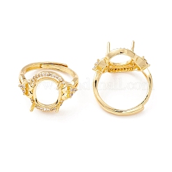 Brass Cubic Zirconia Adjustable Ring Components&nbsp;KK-K266-06G