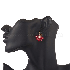 Glass Seed Braided Flower Dangle Stud Earrings&nbsp;EJEW-MZ00048