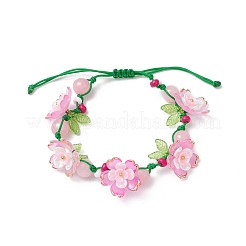 Floral Acrylic Beads Braided Bead Bracelets for Women&nbsp;BJEW-MZ00184-02