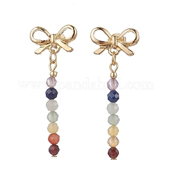 Chakra Bowknot Alloy Dangle Stud Earrings&nbsp;EJEW-JE06378-02