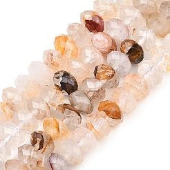 Natural Yellow Hematoid Quartz/Golden Healer Quartz Beads Strands&nbsp;G-C259-A40-5x8mm