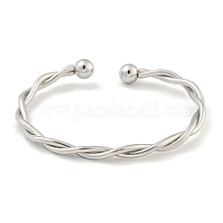 Non-Tarnish Twisted 304 Stainless Steel Cuff Bangles for Women&nbsp;BJEW-P331-08P