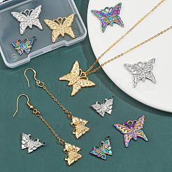 12Pcs 6 Styles 304 Stainless Steel Pendant Rhinestone Settings&nbsp;STAS-CA0002-01